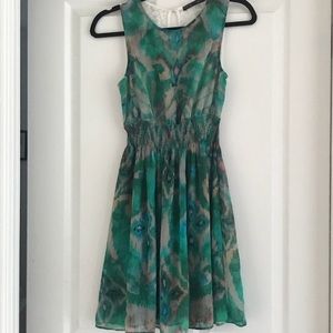 Zara Basic Green Watercolor Lace Dress Sz S